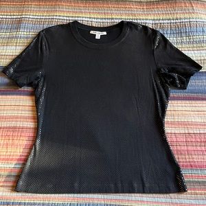 Women’s St. John Black Shimmer Short Sleeve Top, size medium